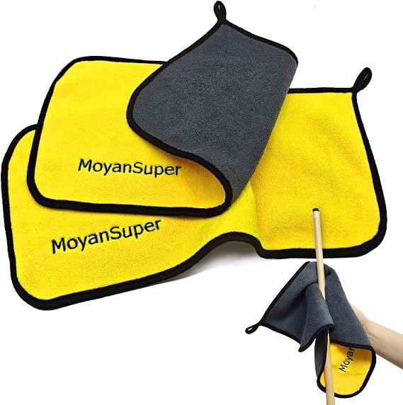 Billiard Cue Cleaning Towel, Thick Dual-Color Lint-Free Cloth,Cue Shaft Cleaning Cloth for Carbon Fiber & Pool Cues, 15.9 x 7.7 in