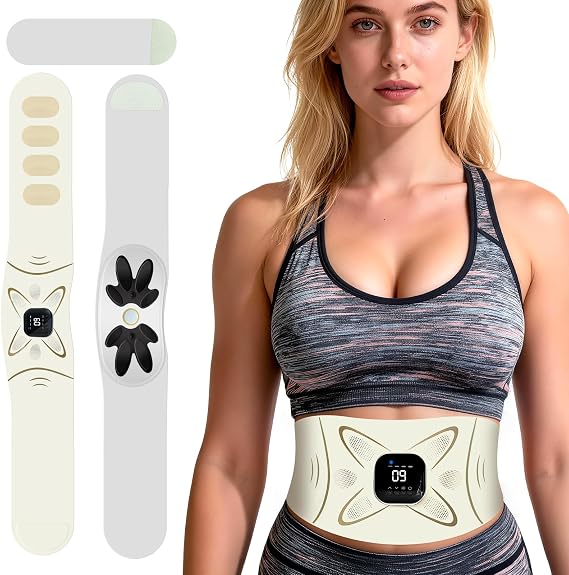 Ab Stimulator Muscle Toner - Heating & Massage Functions, Fat Burning & Abdominal Toning Device, Unisex Portable Home Fitness Equipment for Women Men Gifts