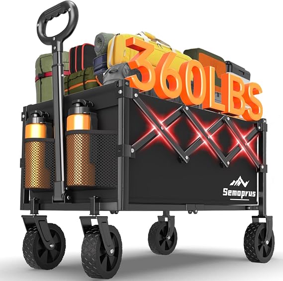 COZEER Wagons Carts Foldable, 360LBS Folding Heavy Duty Wagon with Wheels | Portable, Collapsible, Foldable, Lightweight, Heavy Duty Cart for Shopping, Beach, Camping, Sports, Garden, Groceries