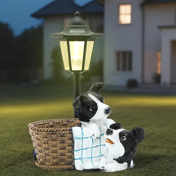 Decoration Statue - Solar Garden Country Farm Border Collie With Light, Outside-Outdoor Decorations Animal Statue For Patio Yard Lawn Walkway Ornaments Clearance Gifts