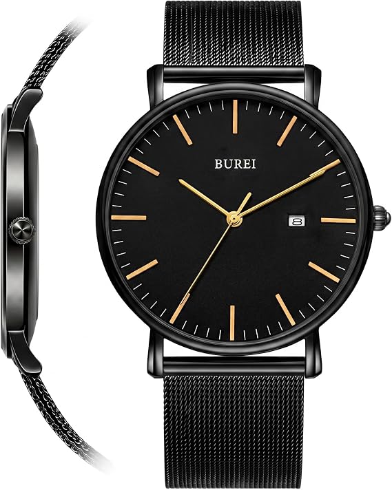 BUREI Ultra Dünne Uhren Herren Analoges Datum Armbanduhr Herren mit Japanisches Quarzwerk Geschenke für Männer