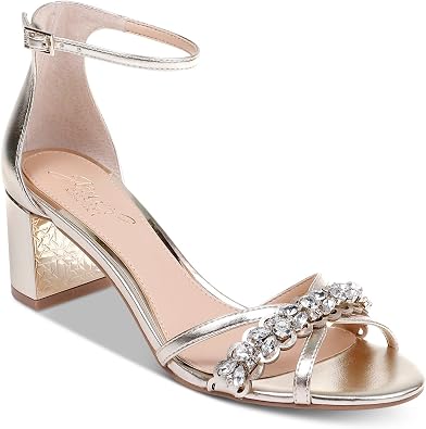 Badgley Mischka Jewel Womens Giona II Leather Embellished Evening Sandals