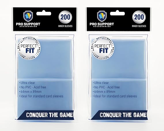 Pro Support 400 Premium Ultra Clear Standard Size Card Sleeves. Perfect for Double-sleeving and Compatible with Pokemon Cards and Magic The Gathering