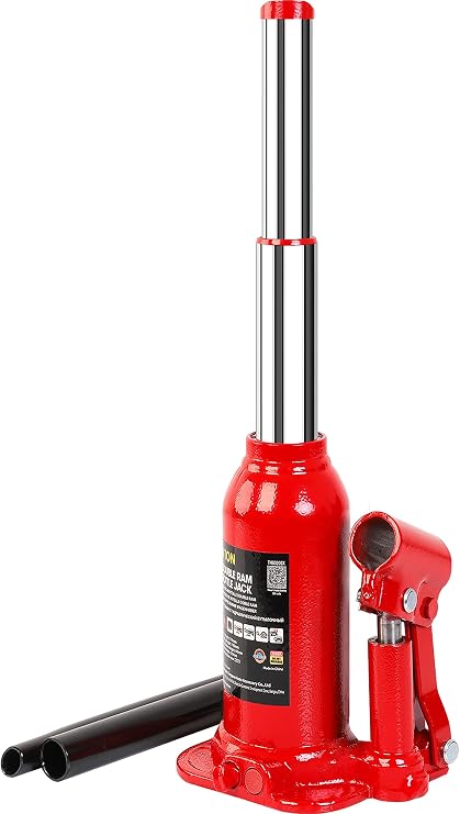 Big RED 2 Ton (4,000 LBs) Torin Double Ram Welded Bottle Jack for Car Auto Repair and House Lift, ATH80202XR