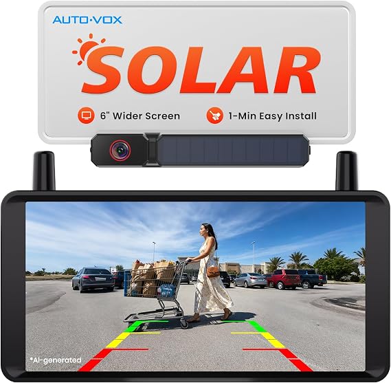 AUTO-VOX 6" Solar Wireless Backup Camera: No Drilling 1-Min Quick Install