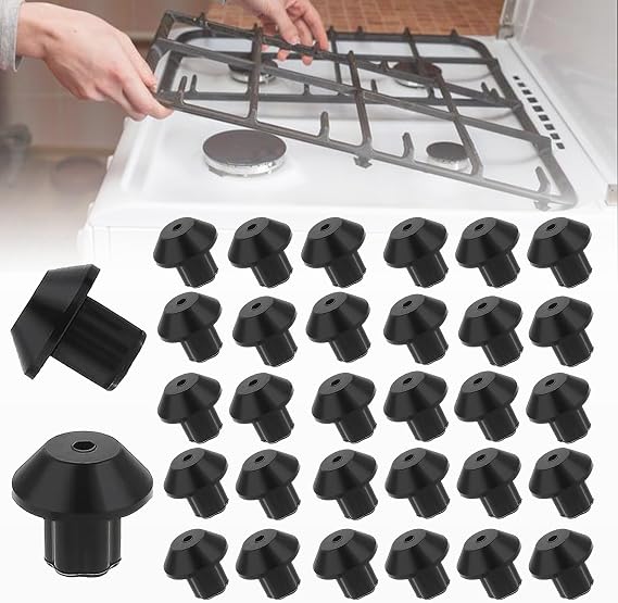 32 Pcs WB2K101 WB02T10461 Stove Grate Rubber Feet Replacement, Compatible with GE Kenmore Hotpoint Gas Range Burner Grates, 4mm Hole Heat Resistant Grate Bumpers