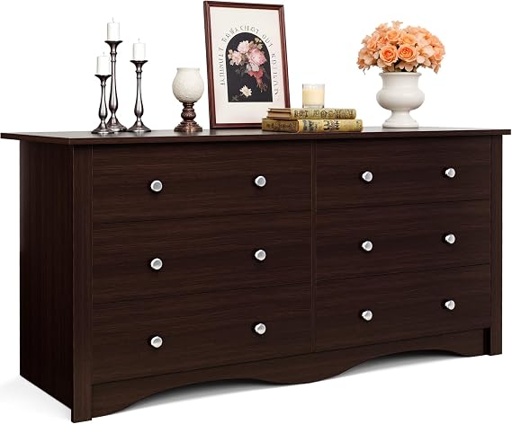 JUMMICO Dresser for Bedroom, 6 Wood Dresser Drawers