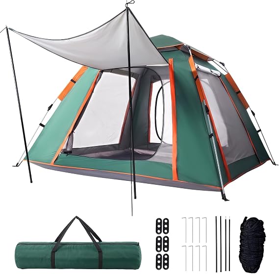 Warmiehomy Pop Up Tent 3-4 Person, Camping Tent with Porch