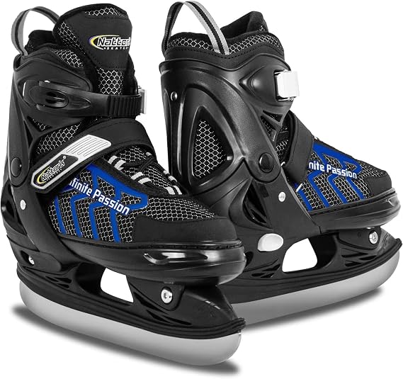 Nattork Adjustable Kids Ice Skate for Adult Boys Girls, Soft Padding and Reinforced Ankle Support Ice Hockey Skates for Beginners