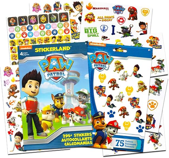 PAW Patrol Stickers & Tattoos Party Favor Pack (295 Stickers & 75 Temporary Tattoos) by Stickerland
