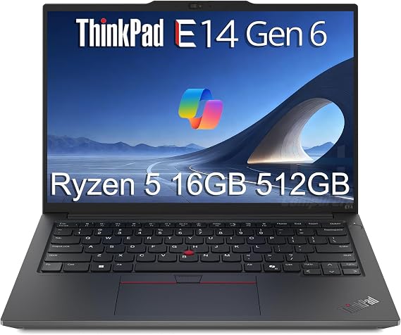 Lenovo ThinkPad E14 Laptop, AMD Ryzen 5 7535U, 16GB DDR5 RAM, 512GB SSD