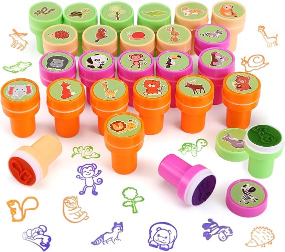 Kesote 26 Animal Stamps for Kids, Self-Inking Stamp Set, Children's Craft Supplies Party Favors for Kids