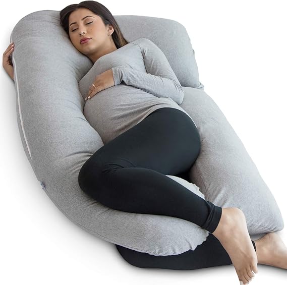 PharMeDoc Pregnancy Pillow Grey U-Shaped Full-Body Pillow. Maternity Support Support for Back Hips Legs Belly for Pregnant Women