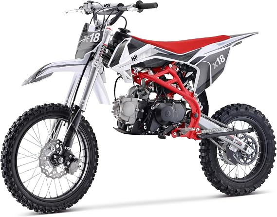 HHH Upgraded 125cc Dirtbike X18 Dirt Bike DB X18 Racing DB18 Dirtbike 125cc 4 Speed Manual Clutch and Big Size Tires 17"/14"-Black
