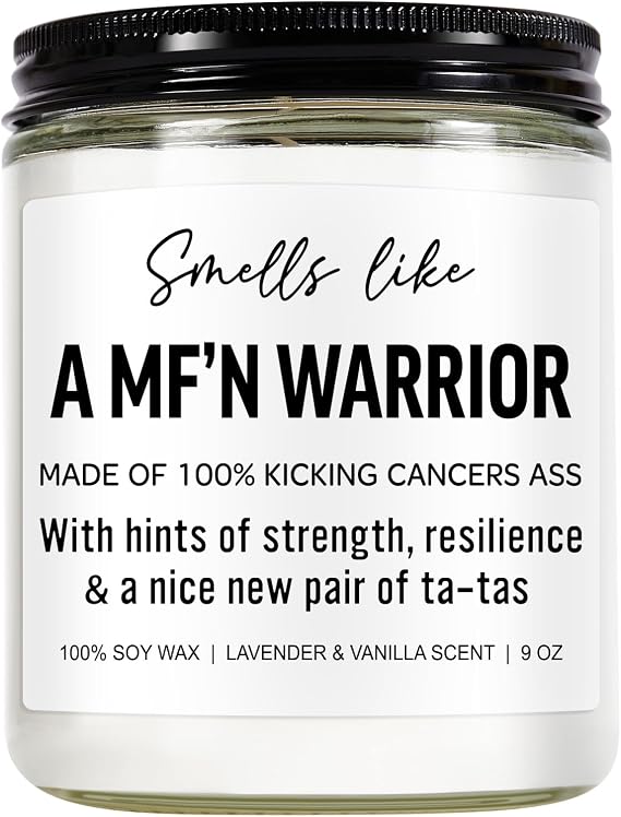 Younift Funny Scented Candle, Breast Cancer Survivor Gifts for Woman, Cancer Care Gifts for Women - Mastectomy, After Surgery Recovery or Comfort Items for Chemo Patients - 9 oz