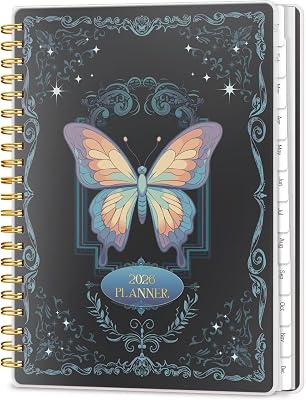 2026 Planner 8.5 x 11, Large Weekly Monthly Planners with Tabs, A4 Spiral Bound Daily Calendar 2026 Planner, 12 Month Agenda from Jan. to Dec., Flexible Cover Appointment BookColor Butterfly