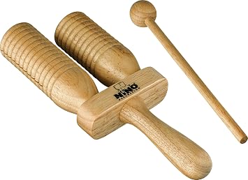 Wood Agogo Bell with Guiro Effect for Classroom Music Includes Mallet