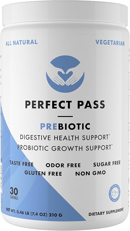 PERFECT PASS Prebiotic PHGG Partially Hydrolyzed Guar Gum 100% Natural | Prebiotic Fiber for Digestive Health Low FODMAP, Gluten-Free, Unflavored