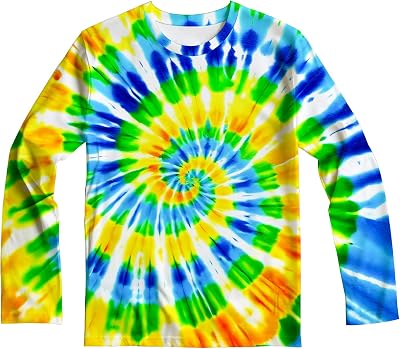 Kids Tie Dye Sun Protection Shirt UPF 50 Long Sleeve Rash Guard Swim Shirts for Boys Girls