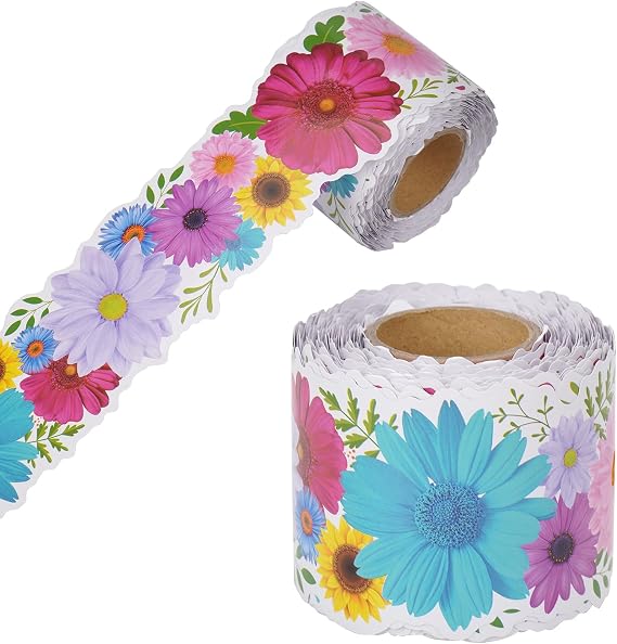66ft Bulletin Board Borders Daisy Flower Die-Cut Border Trim Classroom Bulletin Board Decoration for Spring Summer Classroom School Wall Home Décor