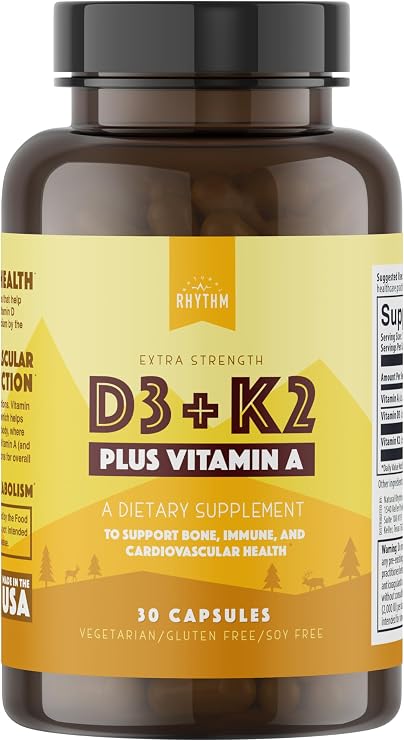 Natural Rhythm Vitamin D3 5000 IU with K2 MK-7 & Vitamin A, 30 Capsules