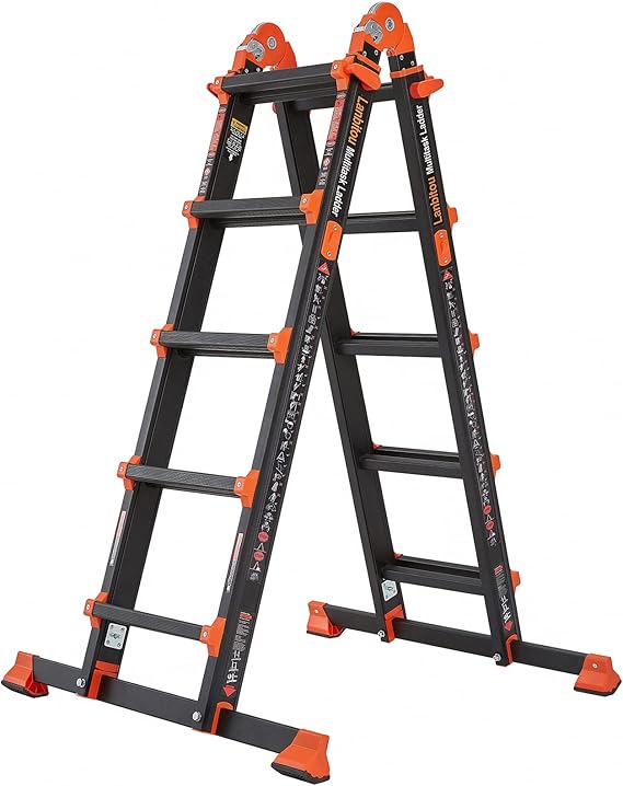LANBITOU Ladder A Frame Extension 17Ft Multi Position for Home 330lbs