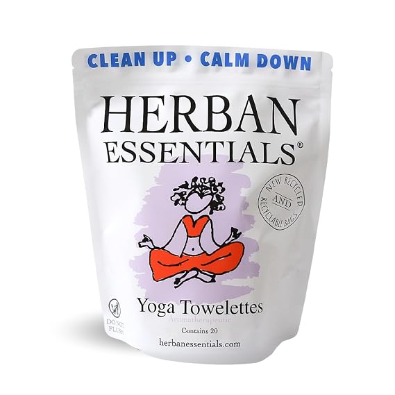 Herban Essentials Yoga Mat Wipes,Lavender & Essential Oil Cleaner 20 Count