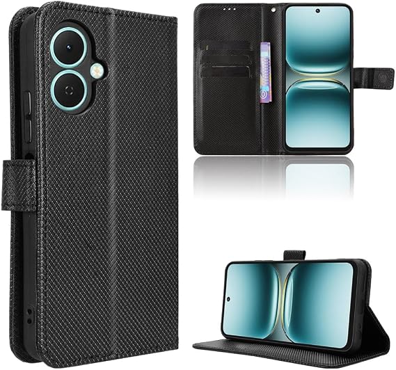 Compatible with Tecno Spark Go 2 Leather Case,PU Leather flip Cover Compatible with Tecno Spark Go 2 KM4 Case Cover Black