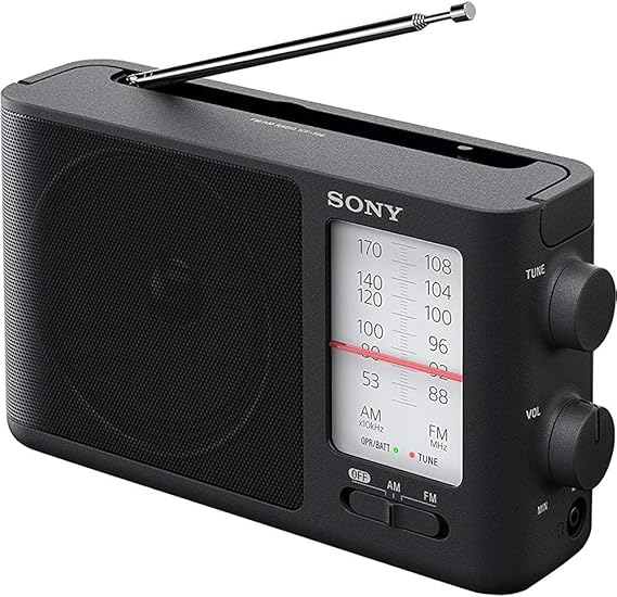 Sony ICF-506 Analog Tuning Portable FM/AM Radio, Black, 2.14 lb | Powerful mono speaker for big sound, Dedicated headphone socket for personal listening