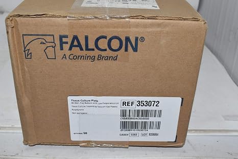 BD 353072 Falcon Clear Polystyrene 96 Well Cell Culture Plate with Low-Evaporation Lid, 0.37mL Volume, Flat Bottom Shape (Case of 50)