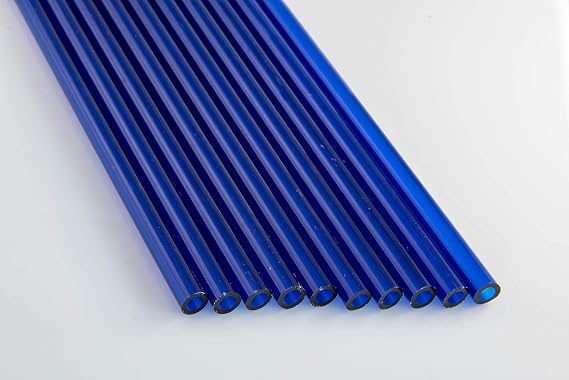 Devardi Glass COE 33 Boro Tubes, 10 Transparent Medium Blue 8mm Borosilicate 12" Tubing