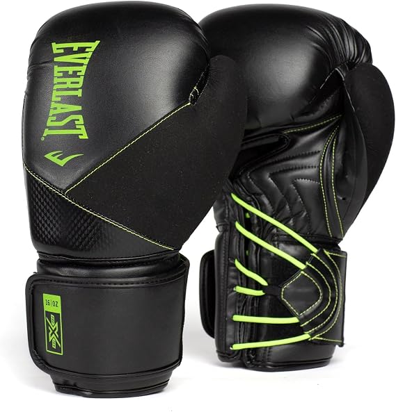 Everlast ProTex Boxing Fight Gloves Black/Green (12oz)