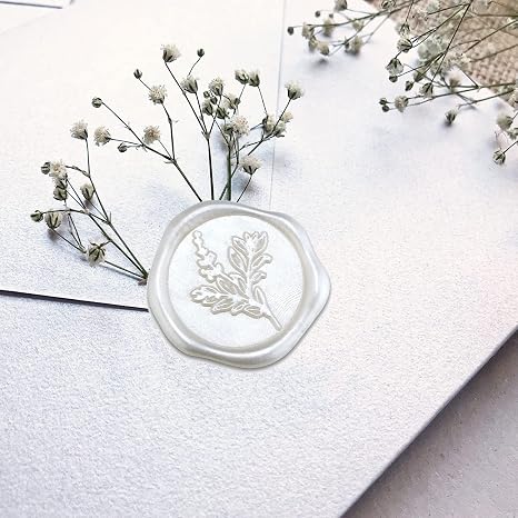 Botanical Adhesive Wax Seal Stickers 25Pk - Pre-Made from Real Sealing Wax (White)