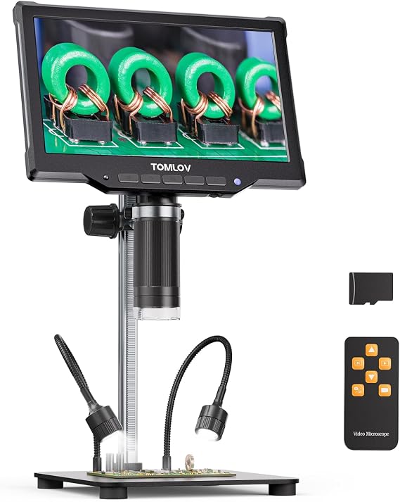 TOMLOV DM10 Digital Coin Microscope with Light, 10.1" Soldering Magnifier