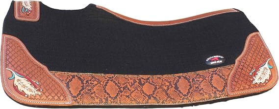 CHALLENGER Horse 32" x 30" Western Contoured Wool Felt Therapeutic Saddle Pad Black 39216