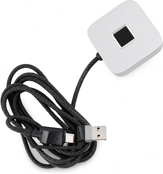 Fabater USB Fingerprint Reader for PC, Biometric Fingerprint Scanner, Security Readers 360 Degree Touch Fast Recognition, Scanner Dongle Support for 10 11 Hello (Silver)
