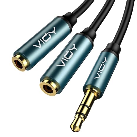 VIOY Headphone Splitter, 3.5 mm Stereo Audio Y Splitter Cable Male to Female Dual Headphone Jack Extender for Phones, Tablet, Laptop, Speaker