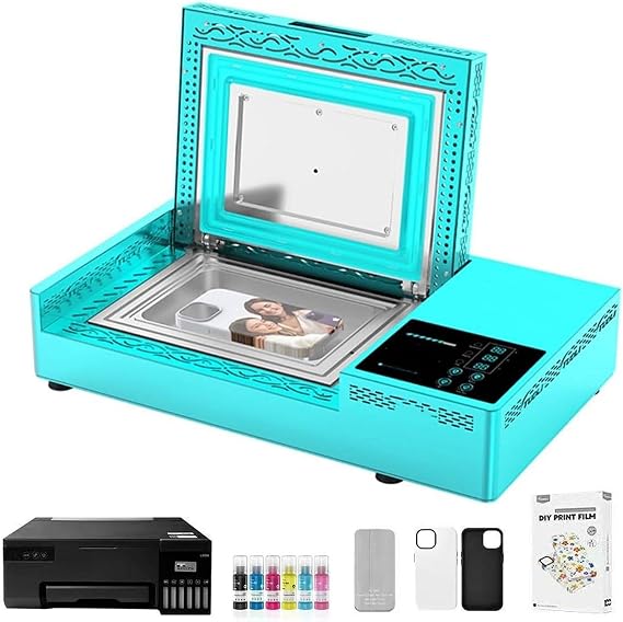 3D Phone Case Heat Press Kit with 2 Molds & 20 Cases | 180°C Fast Heat Sublimation Machine for DIY Custom Cases,47x27x10cm withprinter