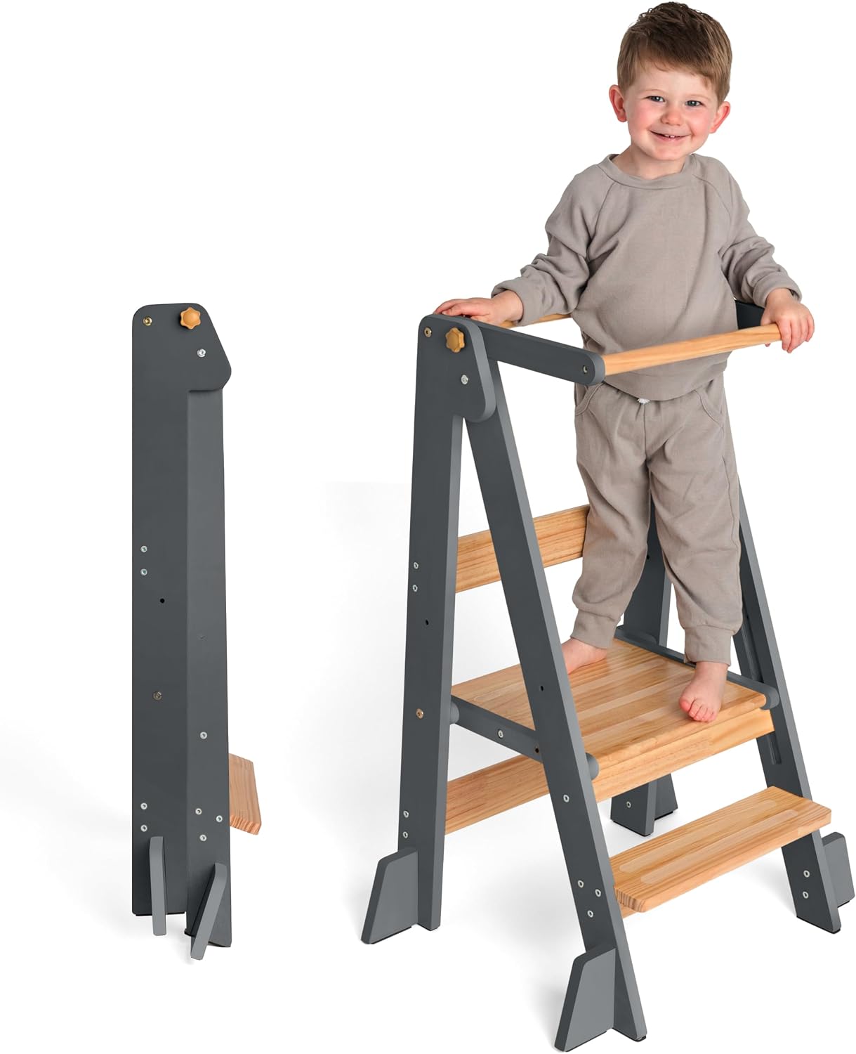 Ocodile Adjustable Foldable Toddler Tower – Folding Tower for Kids | Montessori Toddler Kitchen Stool Helper for Independence