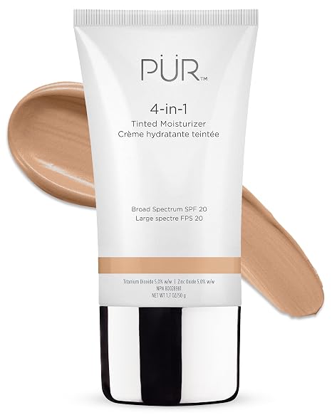 PUR MINERALS 4-in-1 Tinted Moisturizer With SPF 20 - Hydrating Face Moisturizer, Primer, Foundation With Shea Butter, Aloe Vera & Vitamin B3 - Vegan Friendly - Free of Paraben, Gluten & BPA