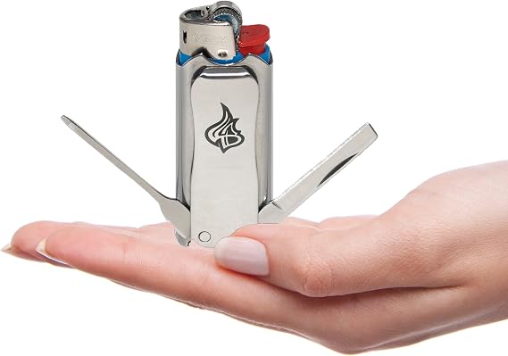 LighterBro Micro Compact Stainless Steel Lighter Sleeve - Multi-Tool Lighter Case