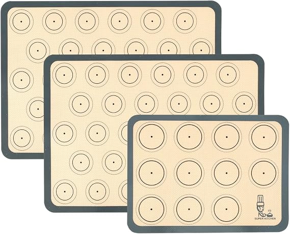 Silicone Baking Mat Macaron Cookie Sheet Set of 3 Non Stick Oven Tray Liner
