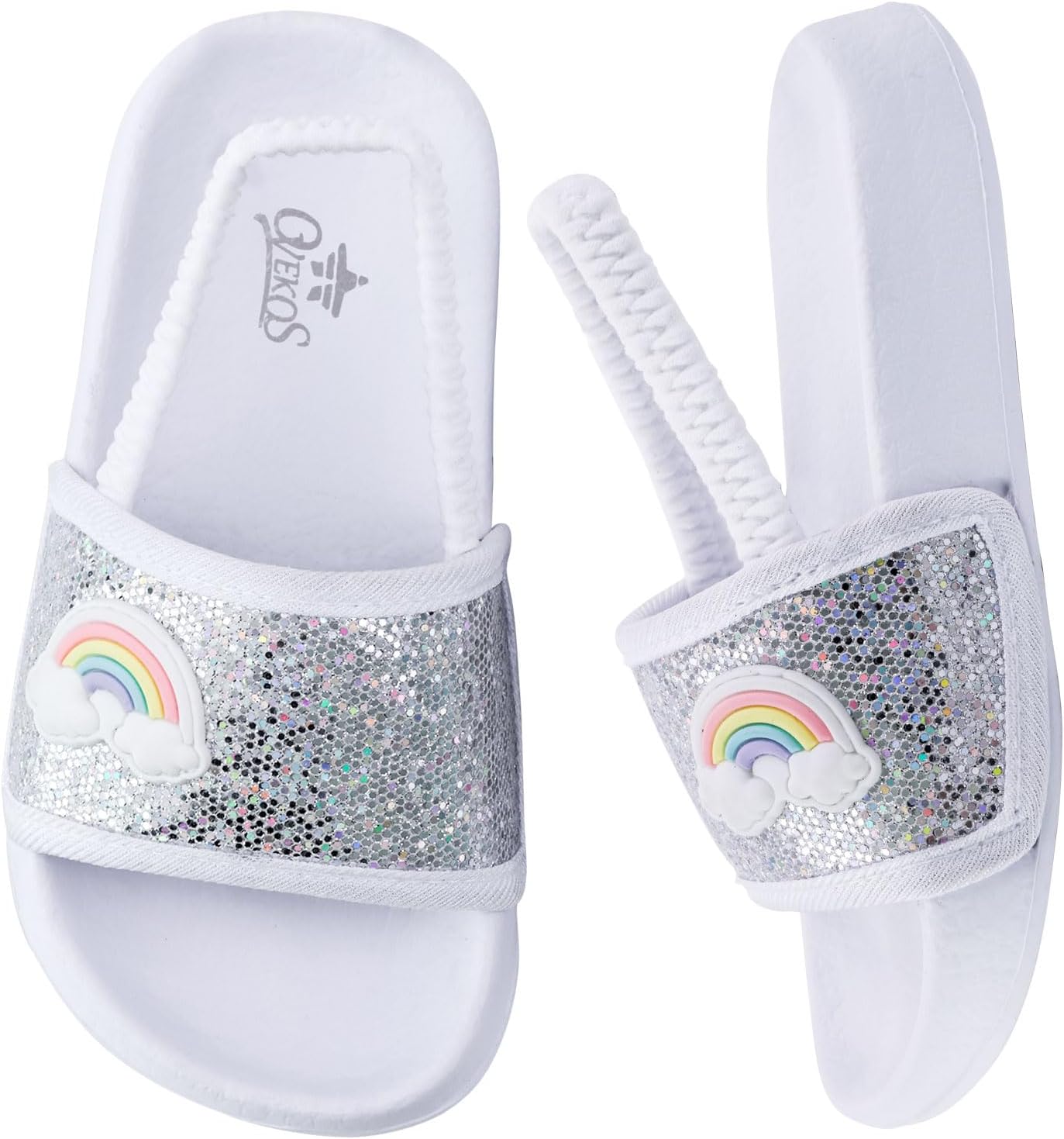 Kids Flip Flops Sandals Toddler Boys Girls Sequin Slides Shower Beach Pool Shoes Slip on Summer Slippers with Back Strap