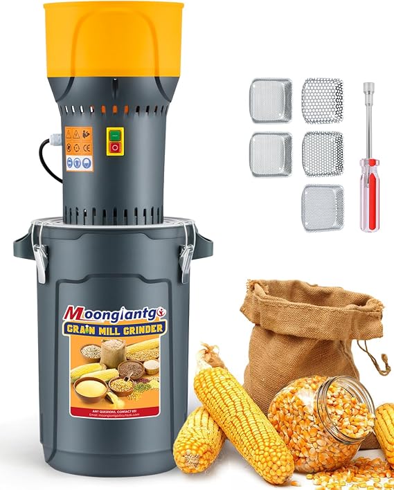 Moogiantgo Grain Mill Grinder 6.6 Gal Electric Corn Grinder 1300W Feed Mill