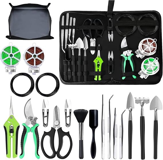 20PCS Bonsai Tools Set for Beginners, Professional Bonsai Tree Kit with Pruning Scissors, Trimming Shears, and Gardening Tools - Perfect for Bonsai Care and Starter Kit