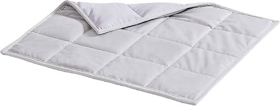 Dream Lab Calming Acupressure Cooling Reversible Weighted Lap Blanket with Glass Beads, 5 Pounds, Grey