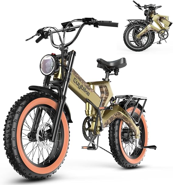 EUYBIKE 3000W/2000W Peak Motor Electric Bike for Adults, 35MPH 120+Miles,48V/52V 2x30Ah/35Ah E Bike, 20" x4.0 Fat Tire All-Terrain Ebike, Hydraulic Brake, 8-Speed, Magnesium Alloy, Full Suspension