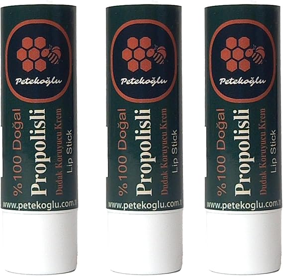 Petekoğlu (3 Pieces) Propolis, Honey, Shea, Coconut and Olive Oil Handmade Lip Cream Moisturizing Repair