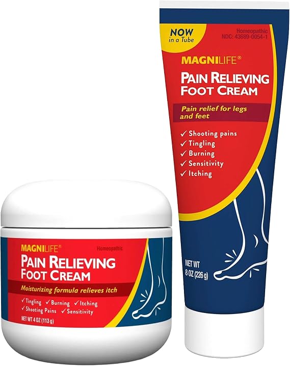 MagniLife Pain Relieving Foot Cream 4 oz and 8 oz Bundle for Soreness, Pain, Burning, Tingling, Itching and Sensitive Feet