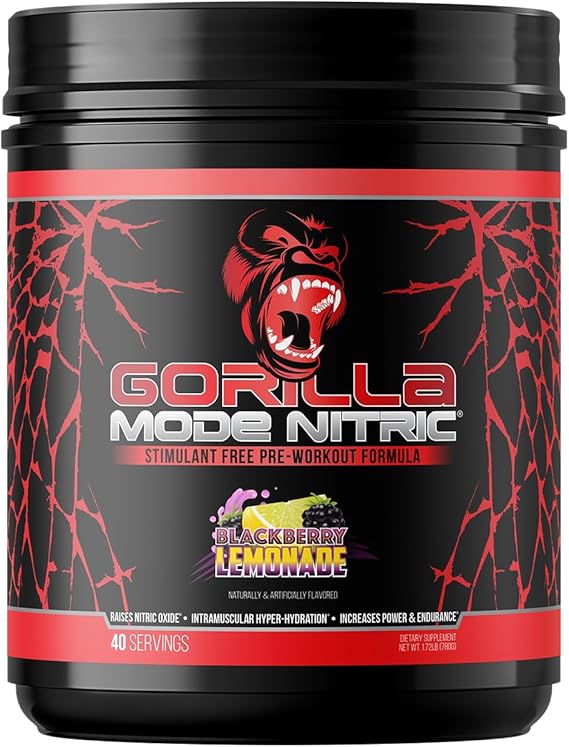 Gorilla Mode Nitric Stim-Free Pre-Workout | 780 Grams (BlackBerry Lemonade)